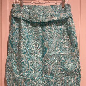 Talbots Paisley A-Line Belted Skirt